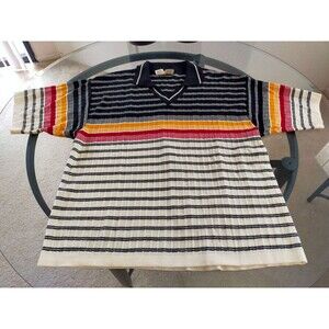 Alfie Short Sleeve Acrylic V-Neck Polo Shirt Size Large